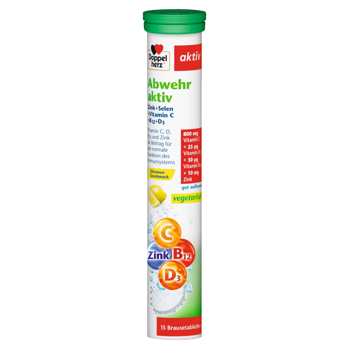 Abbildung der Produktverpackung Doppelherz aktiv Abwehr aktiv Brausetabletten Frontansicht